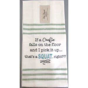 Embroidered Kitchen Tea Towel-Funny 16"x26" Cookie Squat 100% Cotton Slub Fabric
